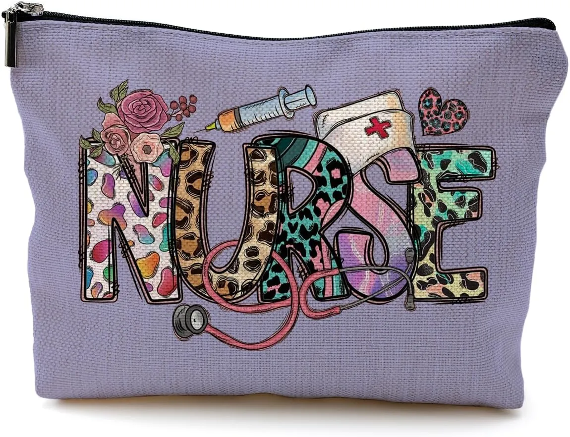 Nurse Makeup Bags,Nurse Gifts for Women,Nurse Cosmetic Bags With Zipper,Nurse Gifts for Nursing Student,Student Nurse Gifts(Purple)