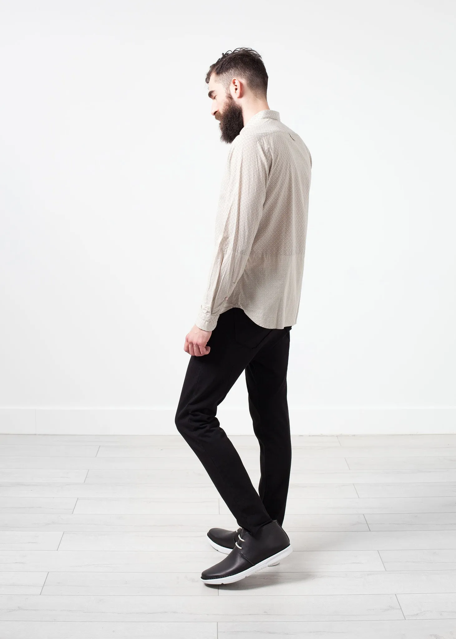 Patterned Button Up in Beige -UEB