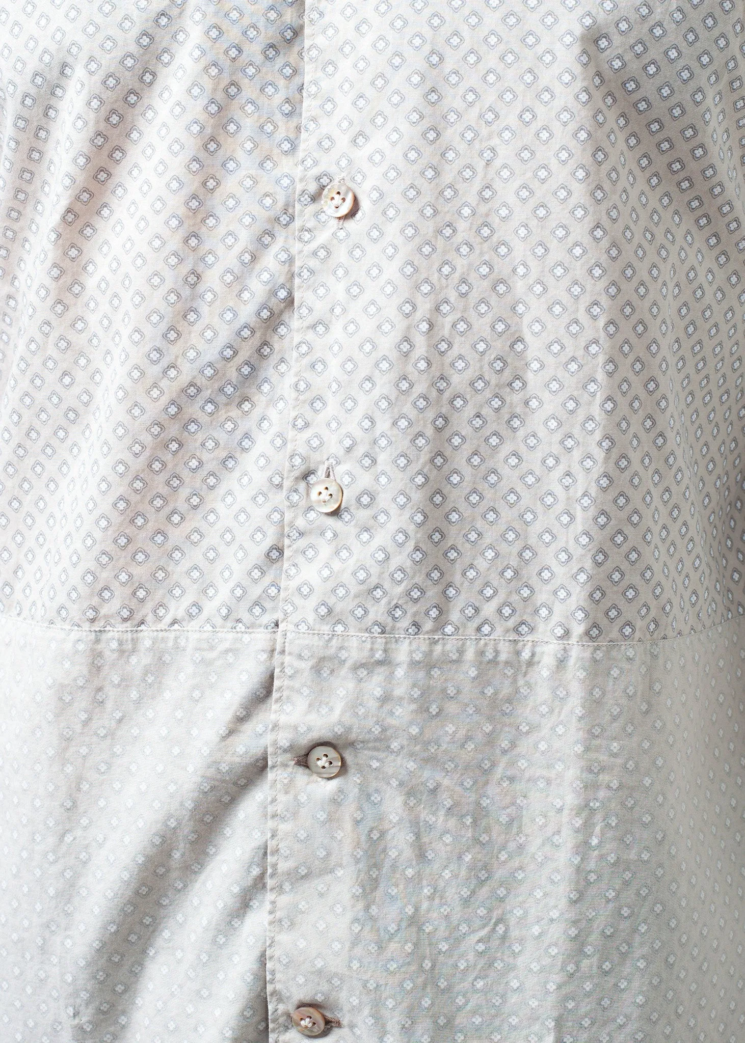 Patterned Button Up in Beige -UEB