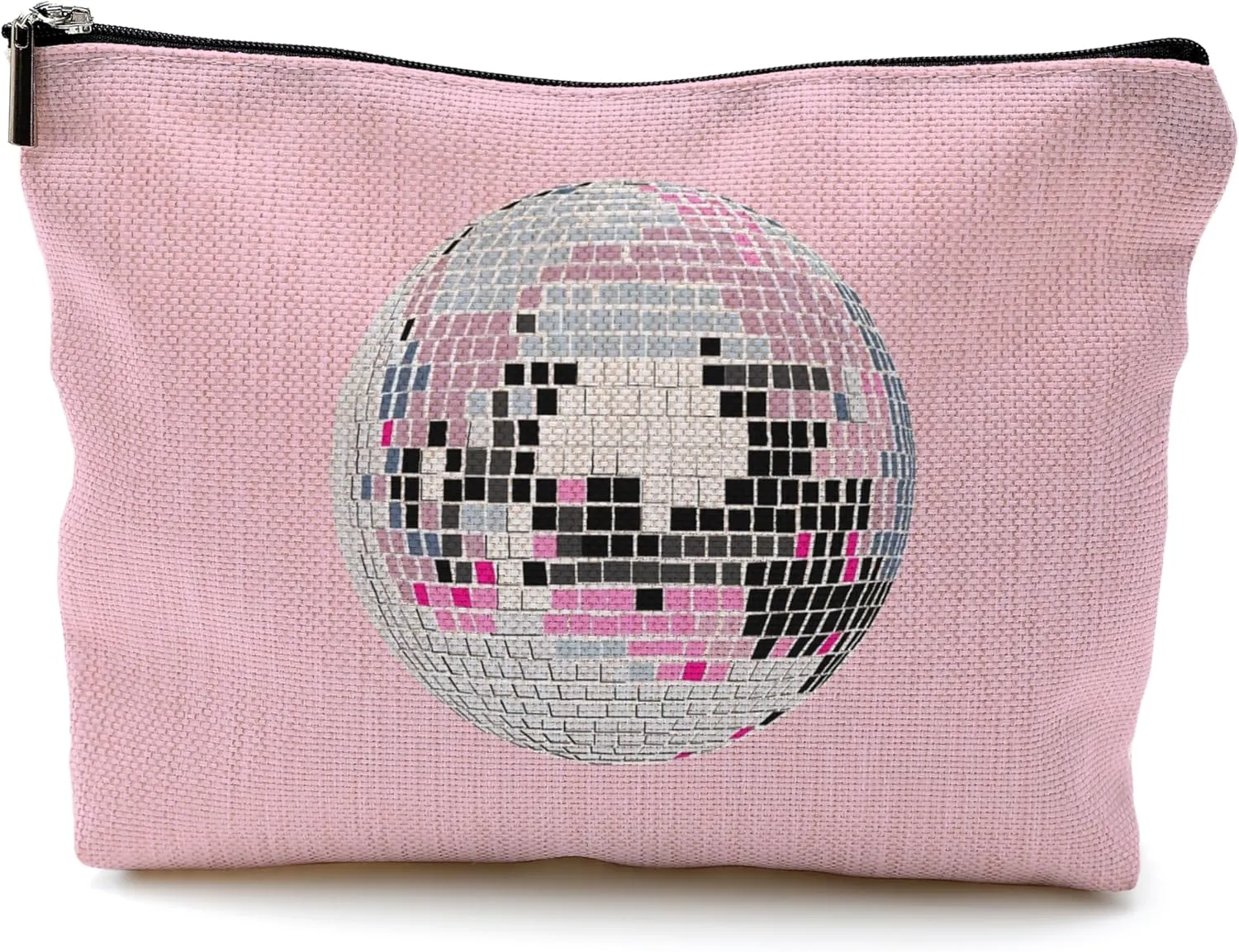 Preppy Pink Makeup Bag, Preppy Gifts for Women, Trendy Disco Ball Makeup Cosmetic Bag for Purse, Girly Makeup Bag, Girly Gifts for Women