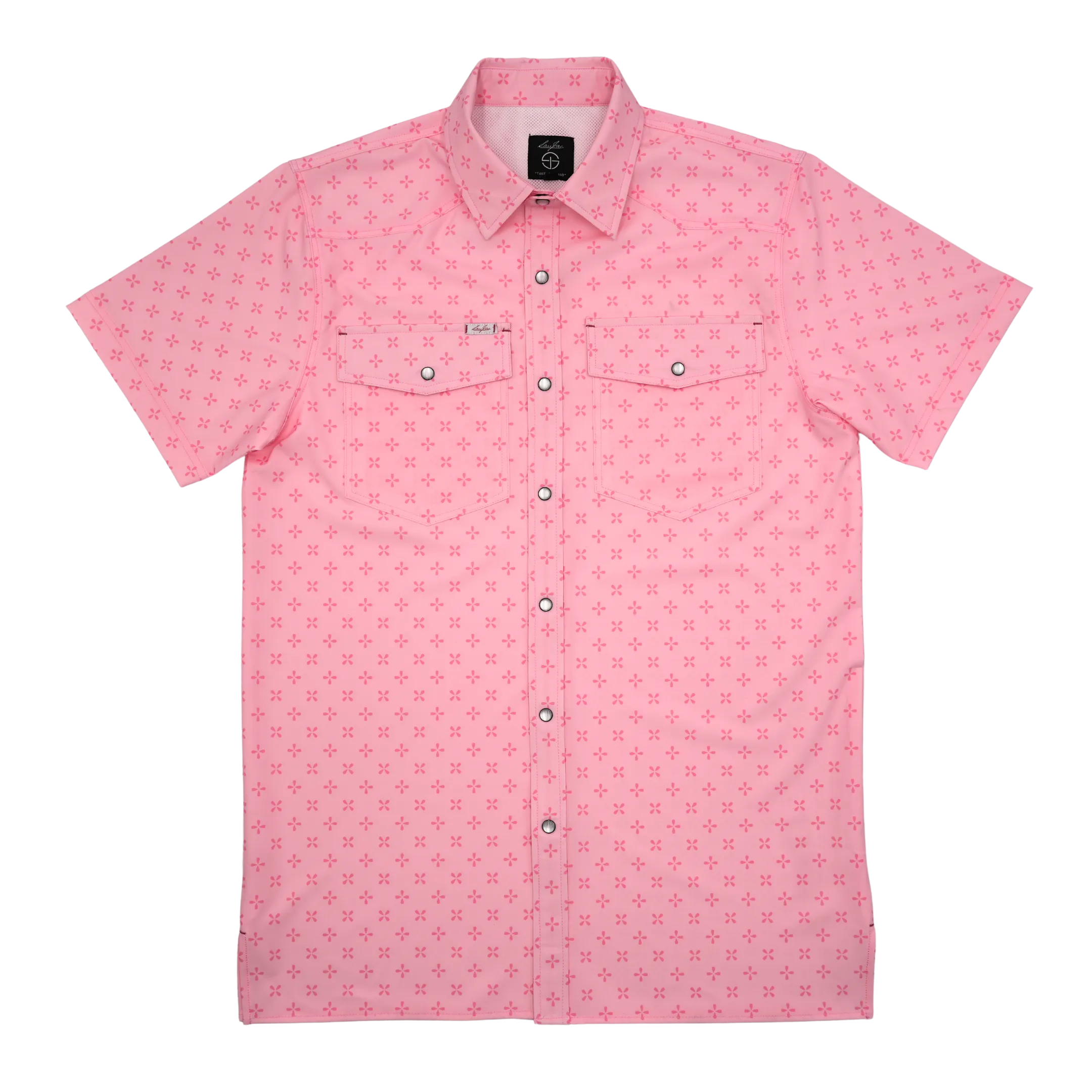 SanJac Pink Coahuila Short Sleeve Pearl Snap Men's Shirt