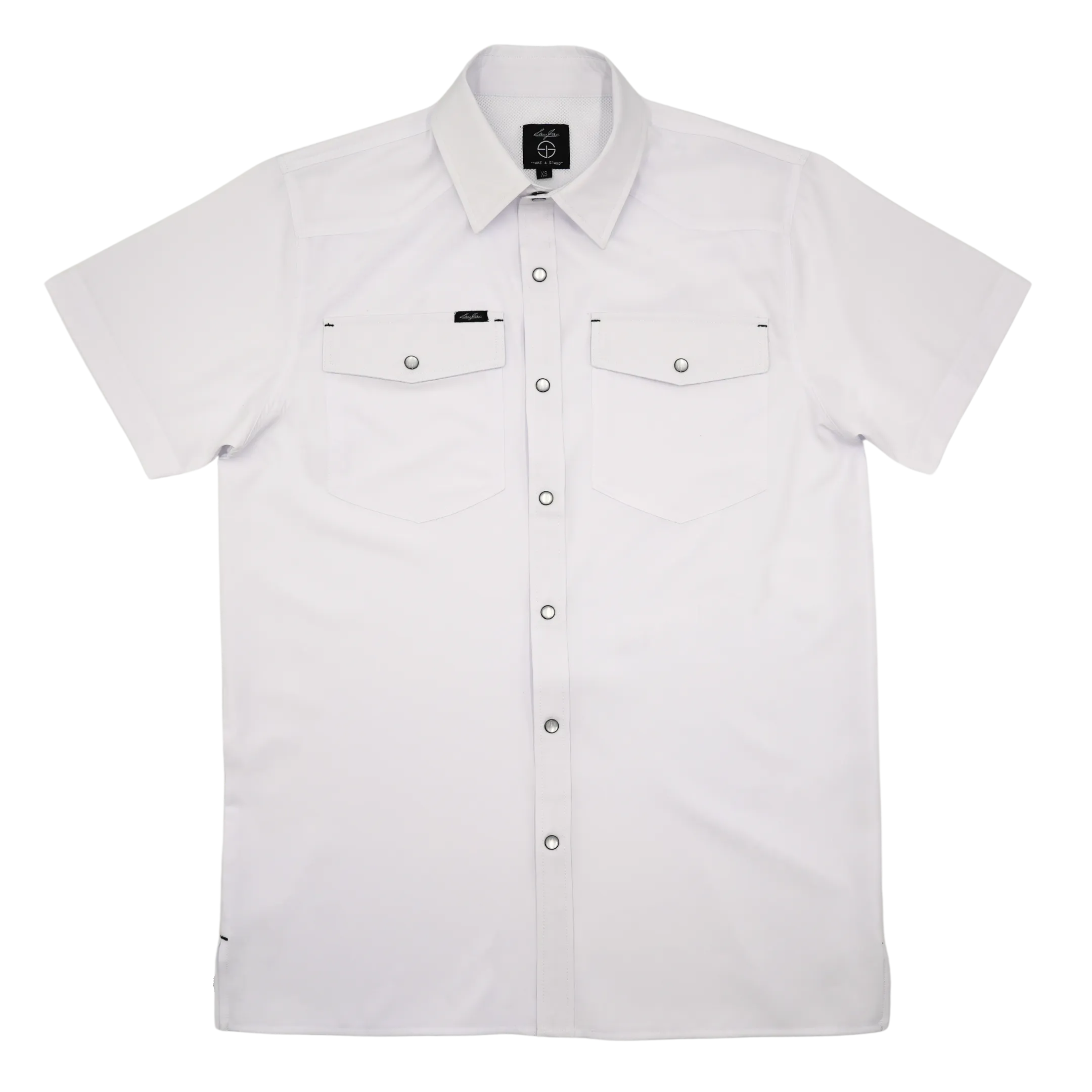 SanJac White Coahuila Short Sleeve Pearl Snap Men's Shirt