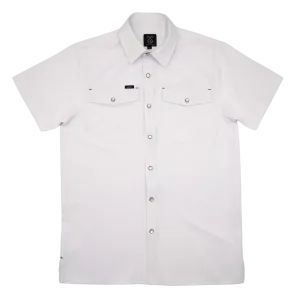 SanJac White Coahuila Short Sleeve Pearl Snap Men's Shirt
