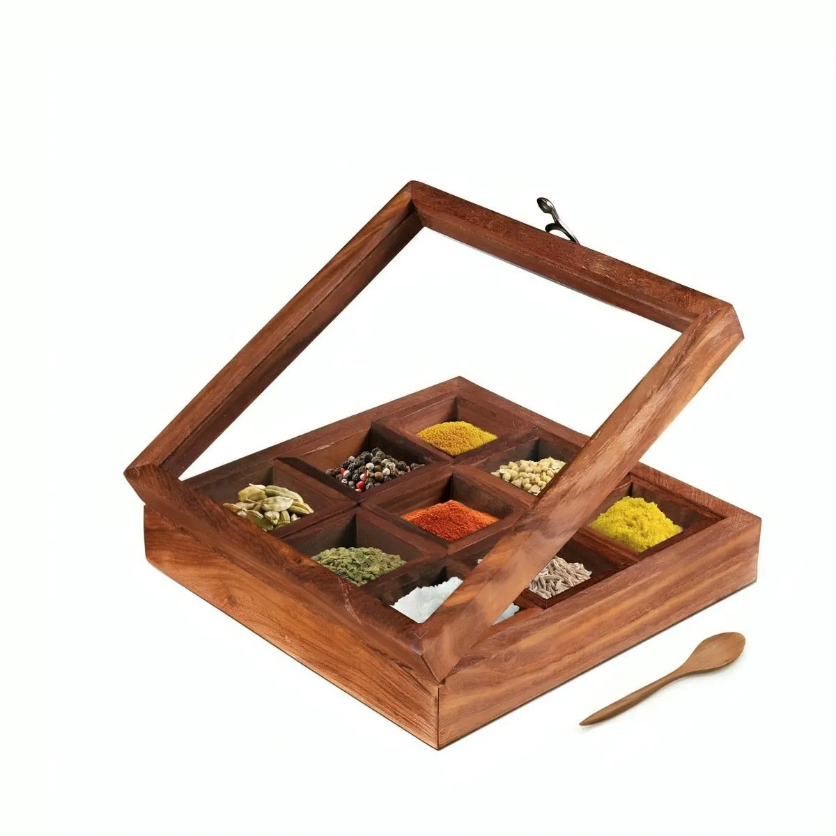 Sheesham Wood 8 Compartment Spice Holder