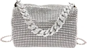 Solyinne Glitter Shoulder Bag for Women Clutch Bag Underarm Bag Rhinestone Crossbody Bag Evening Bag for Wedding Party Club