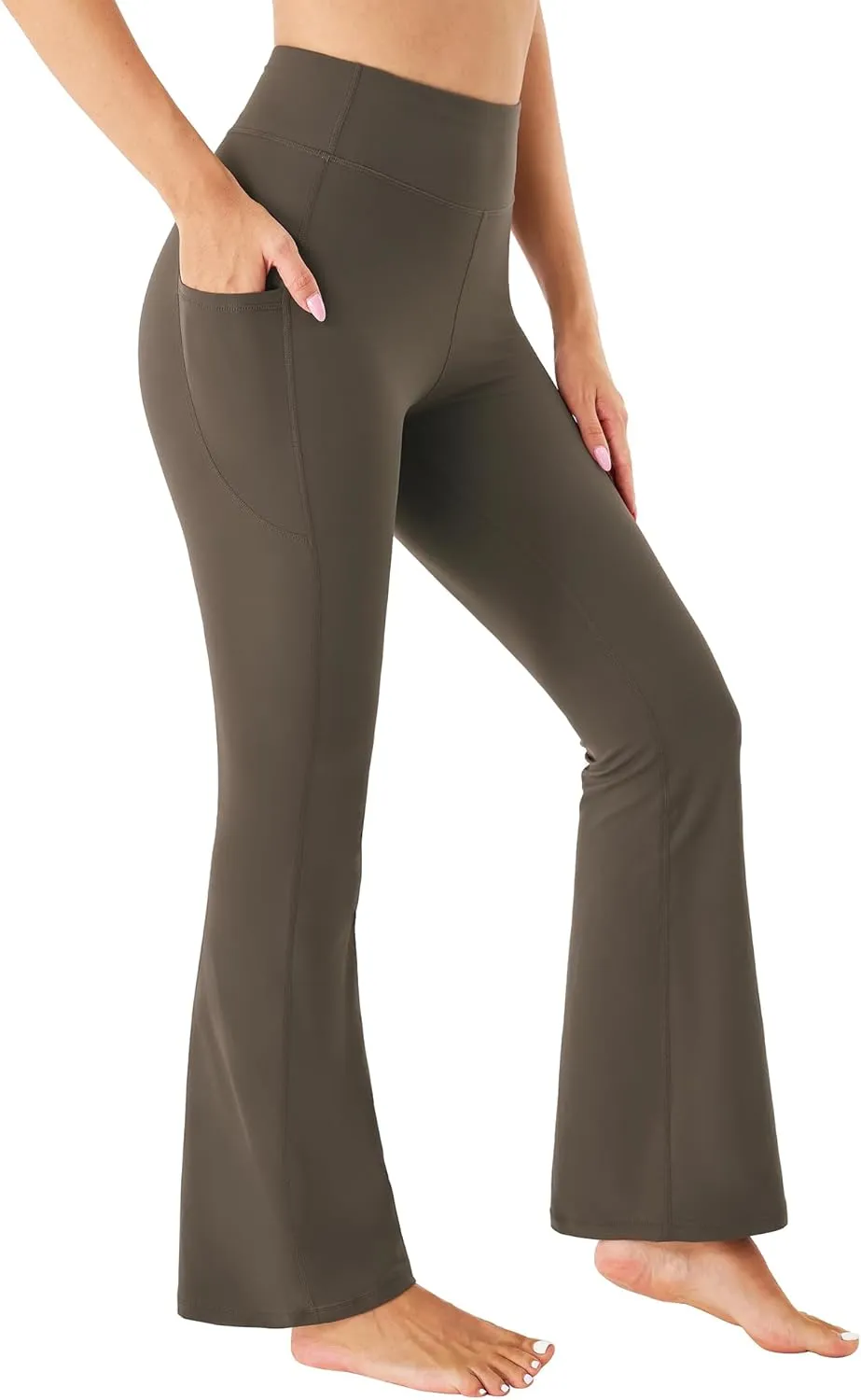 Stelle Bootcut Yoga Pants with Pockets for Women 30" Wide Leg Pants High Waist Tummy Control Workout Yoga Pants