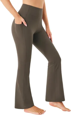 Stelle Bootcut Yoga Pants with Pockets for Women 30" Wide Leg Pants High Waist Tummy Control Workout Yoga Pants