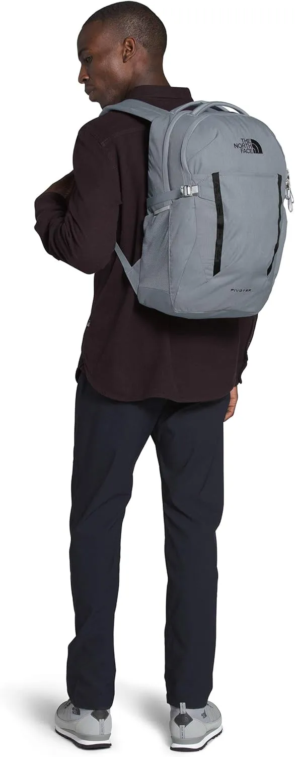 THE NORTH FACE Pivoter Everyday Laptop Backpack, Mid Grey Dark Heather/TNF Black, One Size