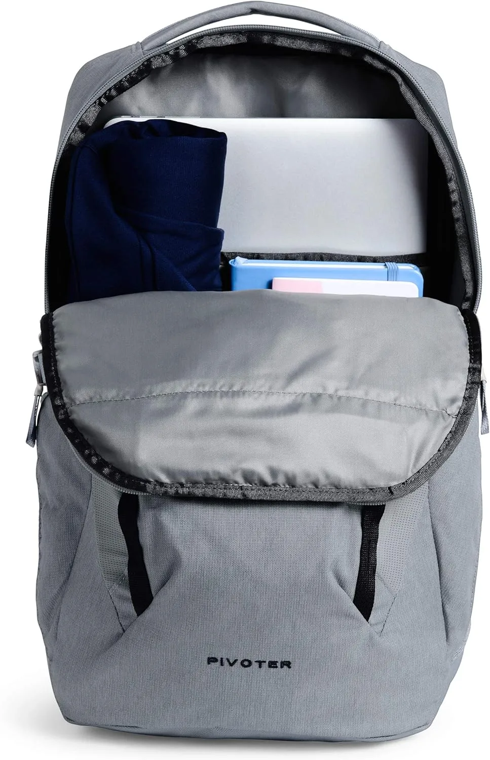 THE NORTH FACE Pivoter Everyday Laptop Backpack, Mid Grey Dark Heather/TNF Black, One Size