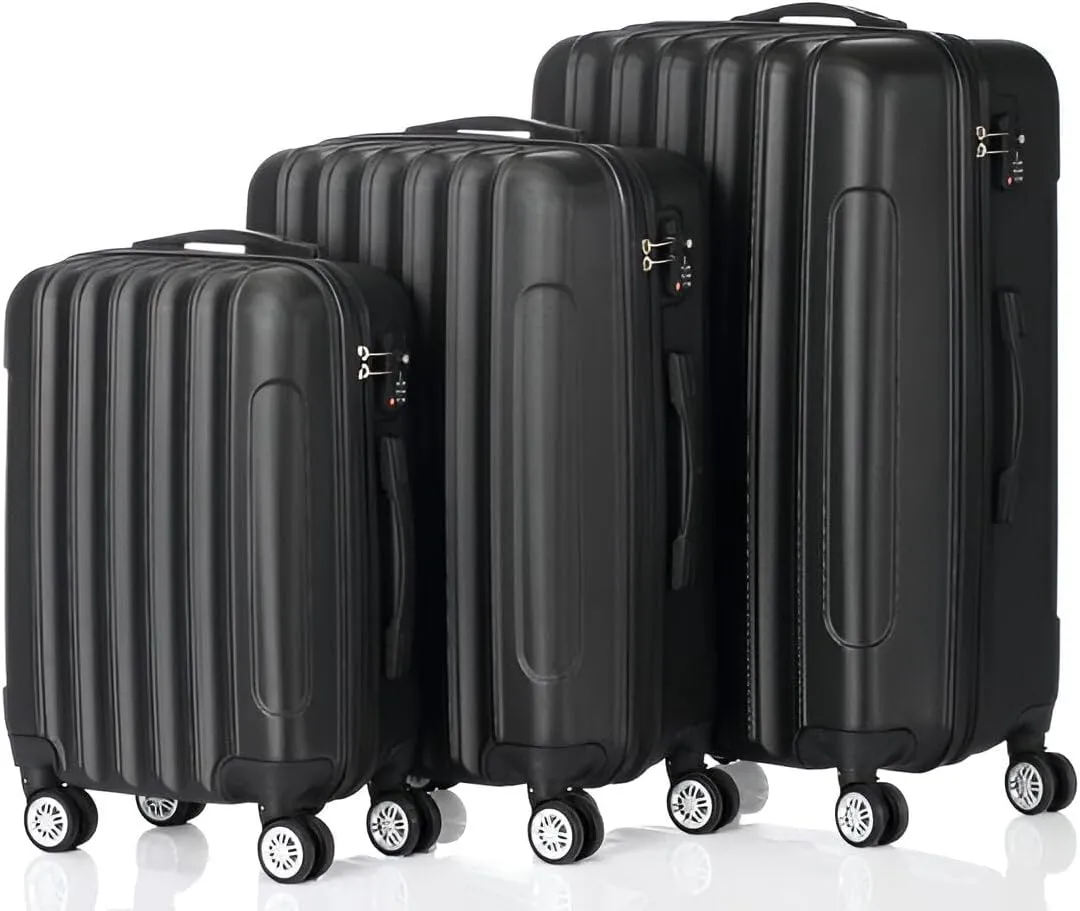 Three Piece Luggage Set Large Capacity Traveling Suitcase Storage Compartment Durable and Solid Structure Suitcases for Travel and Daily Collection Black Black