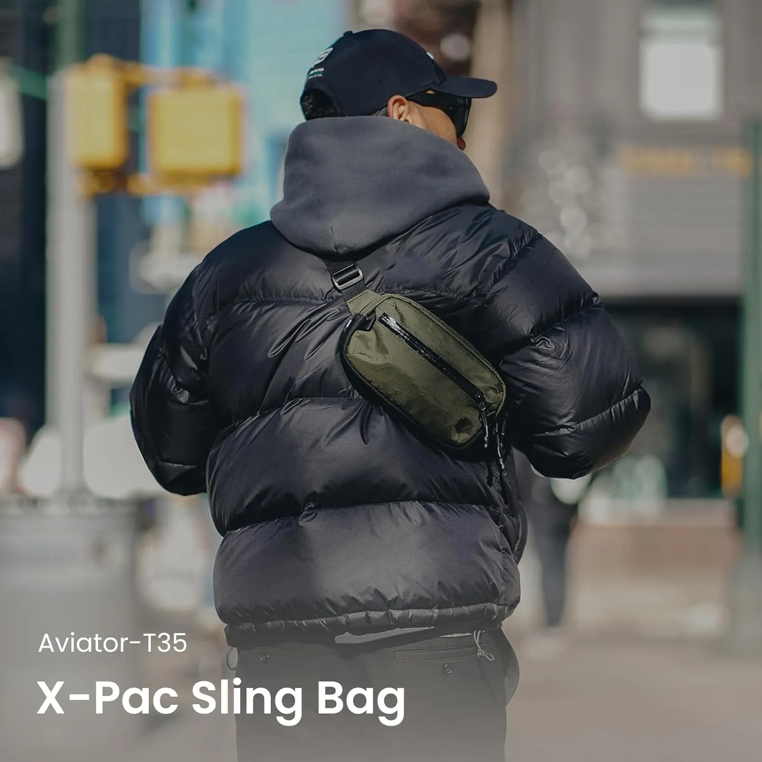tomtoc 1.5L X-Pac Sling Bag with RFID Blocking, Crossbody Bag Minimalist Chest Shoulder Pack for Men/Women, Water-resistant Lightweight Casual Funny Pack for Travel, Daily Commute