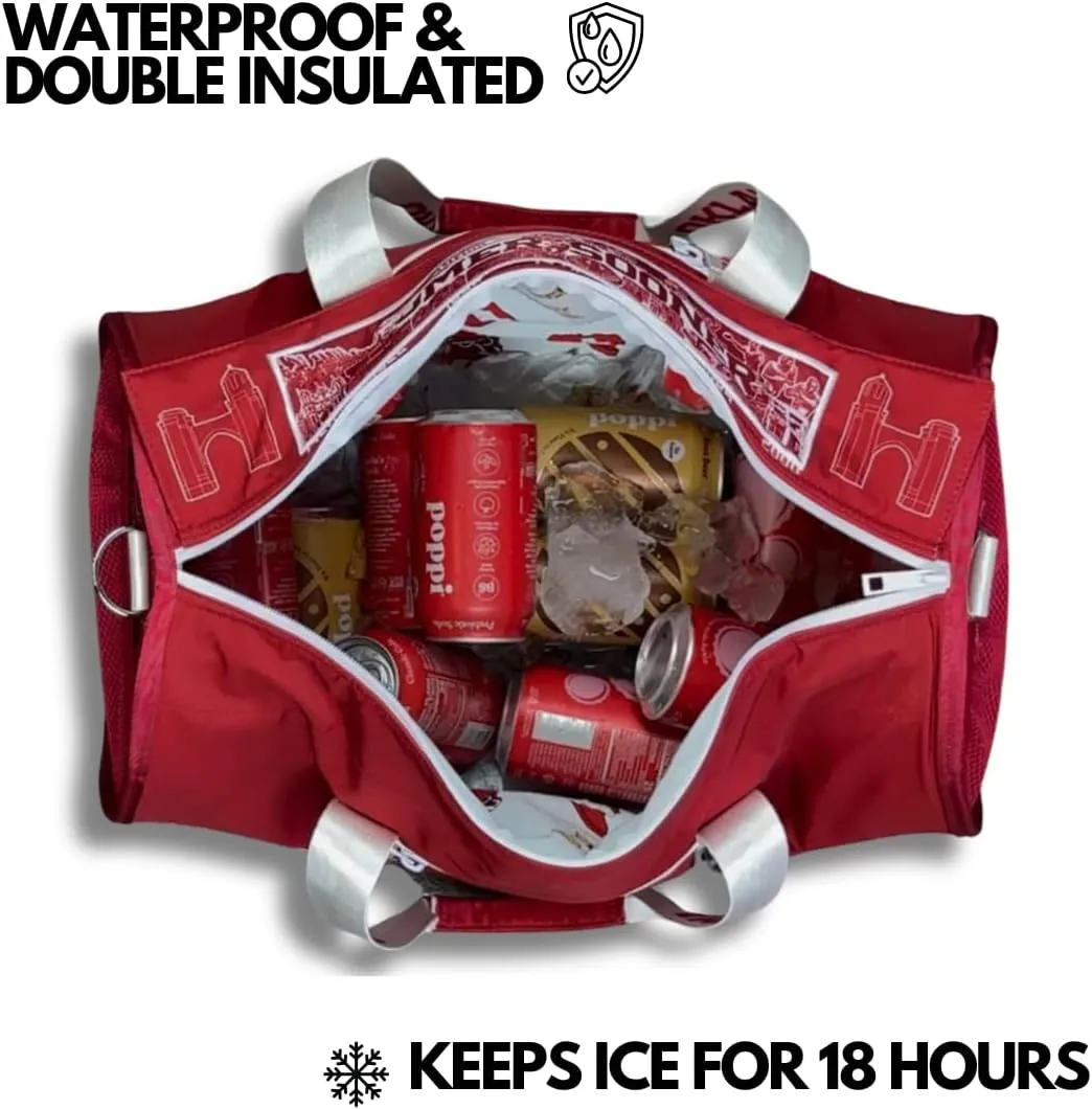 Varsity Cooler University of Oklhaoma Licensed Travel Duffle & Cooler  30 Can Leakproof Insulated backpack, Waterproof Soft Cooler, Golf, Carry-On Luggage, Gym & Outdoor  Durable Nylon Sports Bag