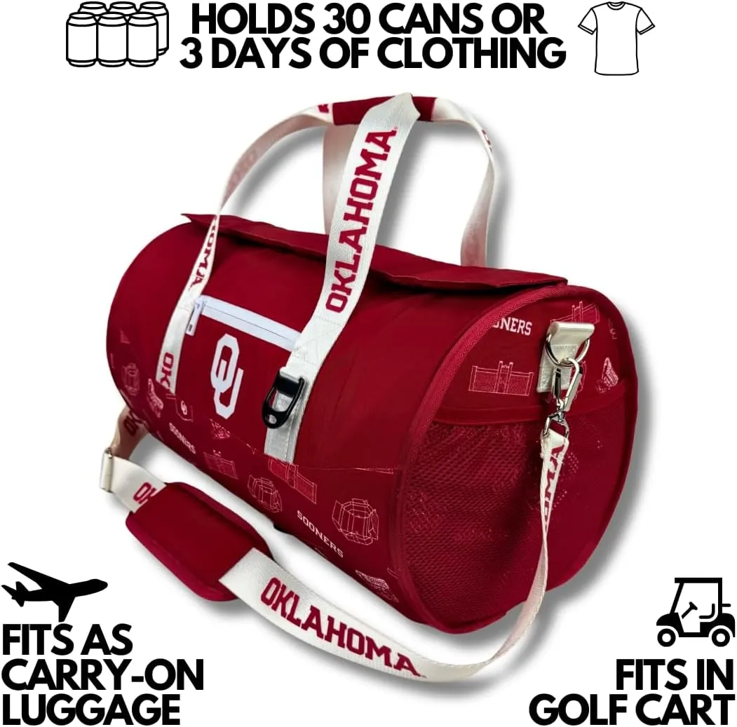 Varsity Cooler University of Oklhaoma Licensed Travel Duffle & Cooler  30 Can Leakproof Insulated backpack, Waterproof Soft Cooler, Golf, Carry-On Luggage, Gym & Outdoor  Durable Nylon Sports Bag