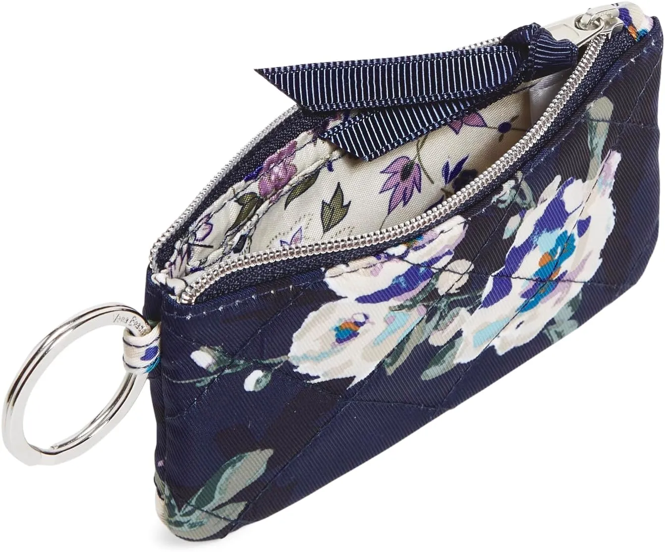 Vera Bradley Women's Performance Twill Zip Id Case and Lanyard Combo, Blooms and Branches Navy, One Size