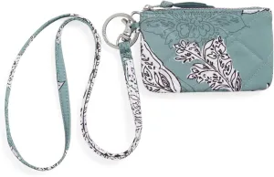 Vera Bradley Women's Performance Twill Zip ID Case and Lanyard Combo, Tiger Lily Blue Oar, One Size