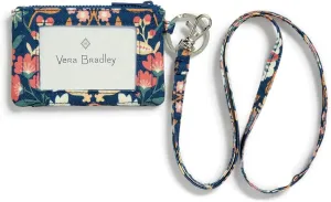 Vera Bradley Women's Recycled Lighten Up Reactive Zip ID Case and Lanyard Combo, Enchanted Mandala Blue, One Size