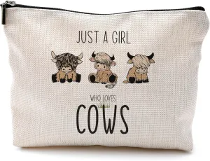 Western Cow Makeup Bag, Gifts for Women Who Love Cows, Cosmetic Bags With Zipper