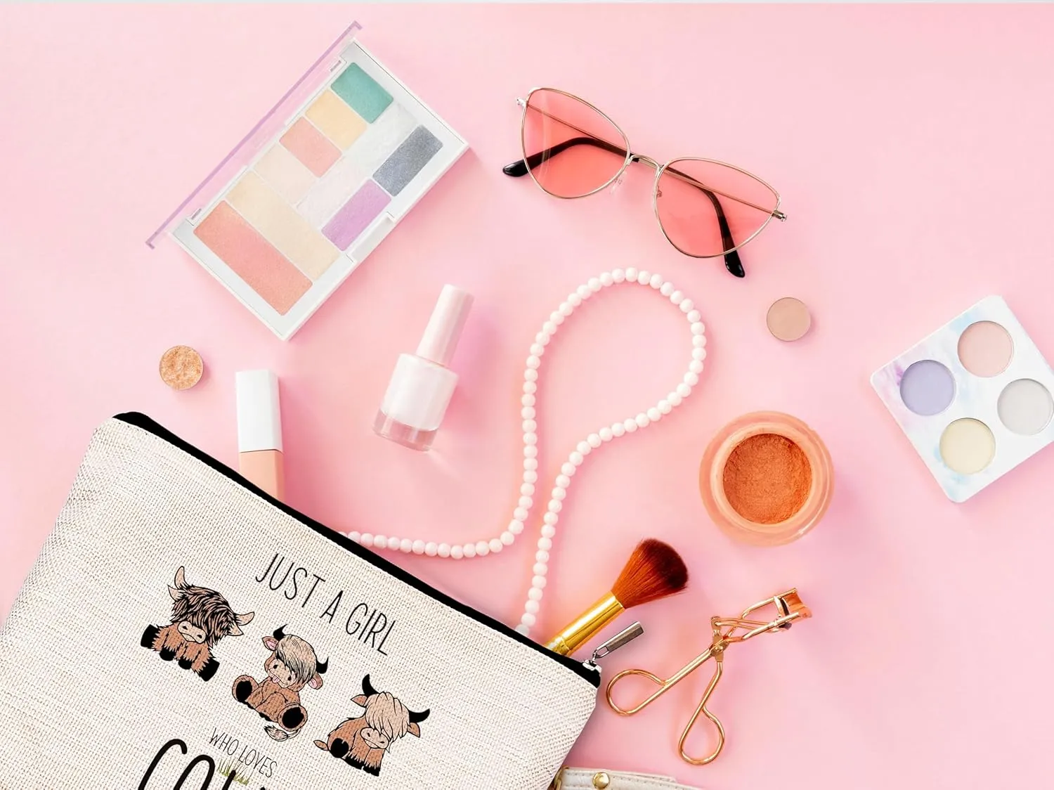 Western Cow Makeup Bag, Gifts for Women Who Love Cows, Cosmetic Bags With Zipper