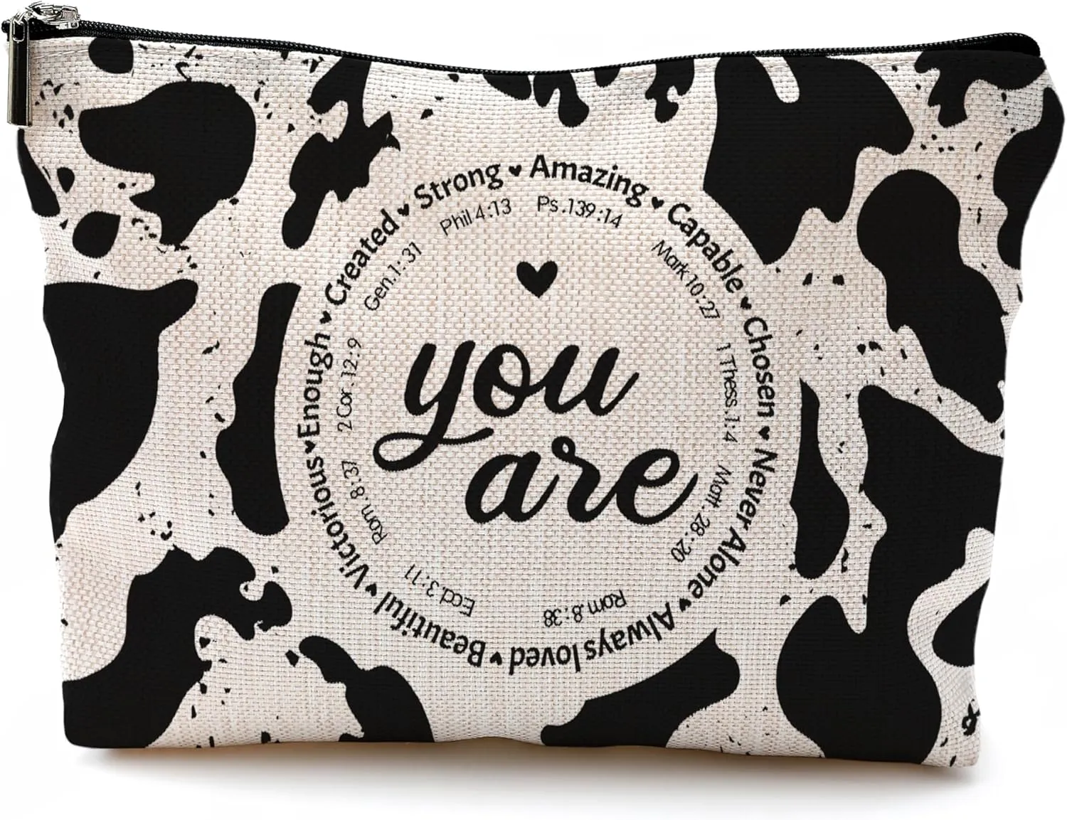 Western Cow Print Makeup Bag - Christian Inspirational Gifts Cosmetic Bags With Zipper