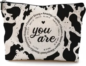 Western Cow Print Makeup Bag - Christian Inspirational Gifts Cosmetic Bags With Zipper