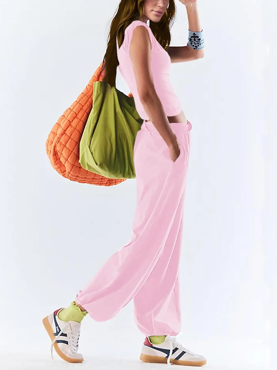 Women 2 Piece Outfit Set Loungewear Cropped Tops and Jogger Sweatpant Matching Set Coordinated Sweatsuit with Pockets