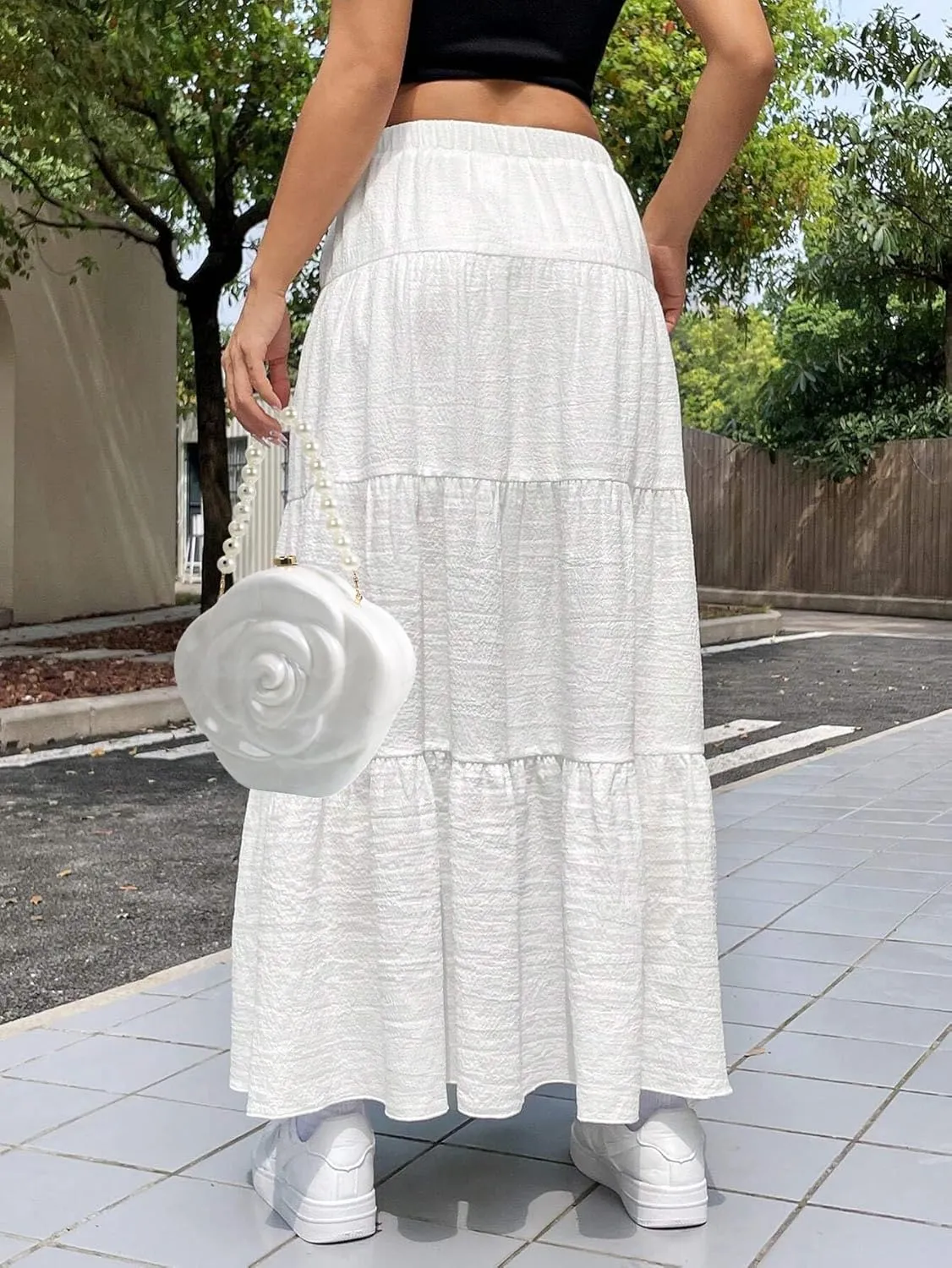 Women Acrylic Rose Evening Handbag Pearl Handheld Novelty Purse Flower Crossbody Shoulder Wedding Clutch Bag