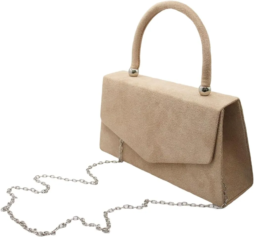 Women Suede Evening Bag Wedding Purse Cocktail Prom Handbag Formal Party Shoulder Bag
