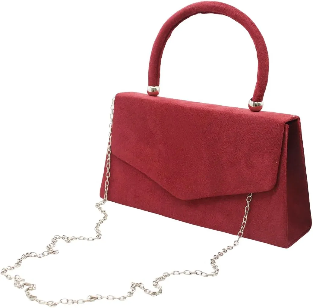 Women Suede Evening Bag Wedding Purse Cocktail Prom Handbag Formal Party Shoulder Bag