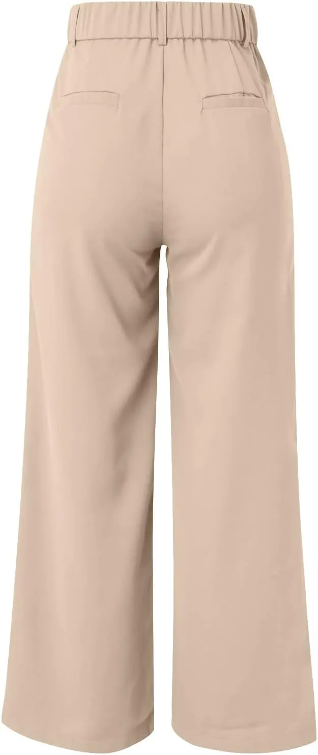 Women's Cotton Linen Summer Fashion Pants Elastic Waist Long Lounge Slim Fit Trouser Trendy