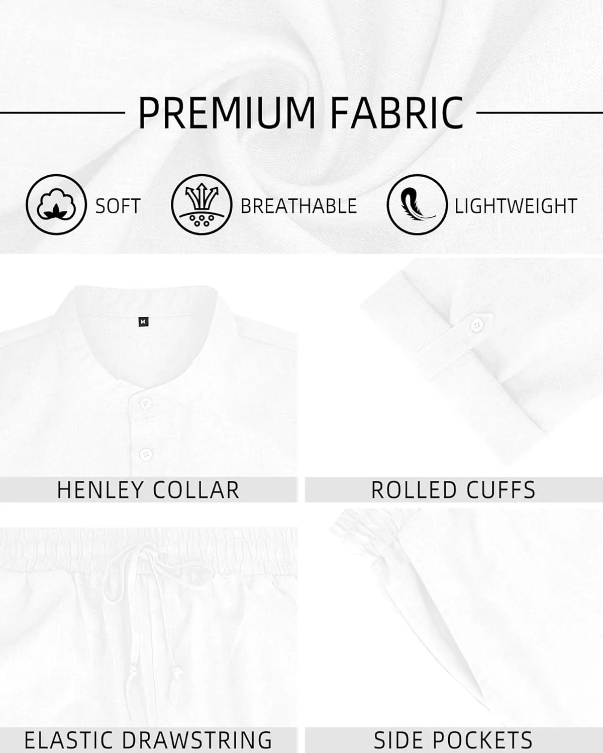 YTD Men's 2 Pieces Set Short Sleeve Henley Shirts and Shorts Texture Summer Beach Vacation Outfits